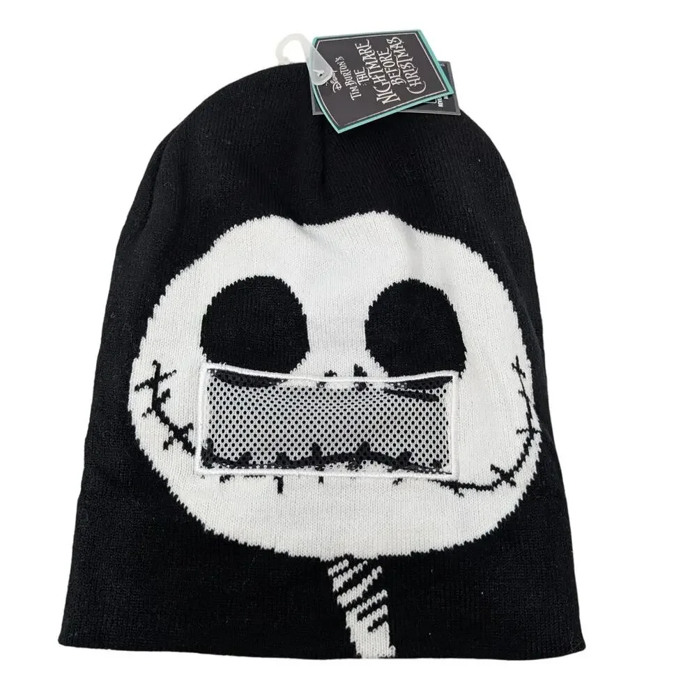 Disney Nightmare Before Christmas Jack Skellington Roll-Down Beanie‎ Hat Black